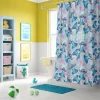 Personalized Lilo & Stitch shower curtain with custom name, showcasing vibrant alien and Hawaiian graphics.