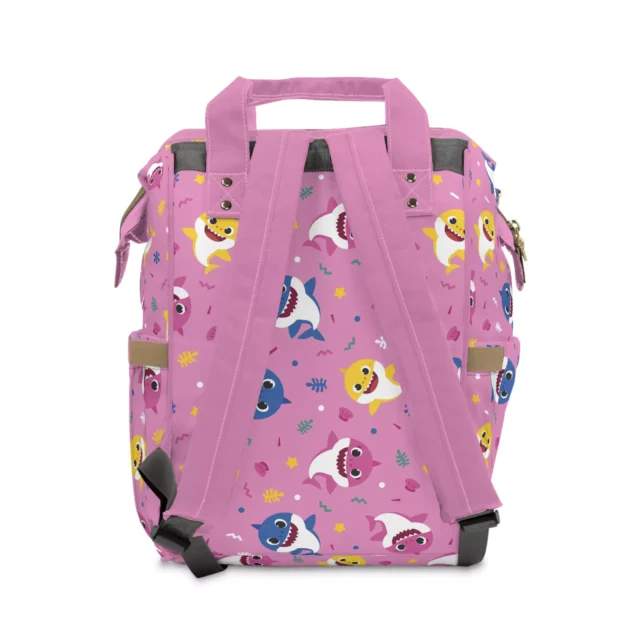 Angled view of the stylish Baby Shark Diaper Bag.