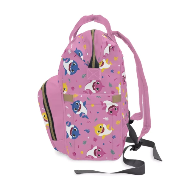Dad carrying the unisex Baby Shark Diaper Bag.