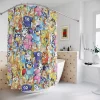 Colorful Bluey family shower curtain with Bandit and Chilli.