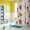 Full view of a colorful Moana kids shower curtain showcasing ocean and Motunui island scenery, size 72x72 inches.