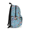 Front view of the custom personalized Mike Wazowski Monsters Inc backpack for boys and girls featuring a bright green design and matching zippered pencil pouch.