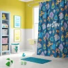 Customizable Paw Patrol shower curtain displaying a child's name amidst the heroic pups design.