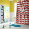 Pokemon shower curtain with Pikachu and friends in a fun kids' bathroom.