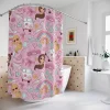 Barbie doll in a pink convertible waterproof fabric shower curtain.