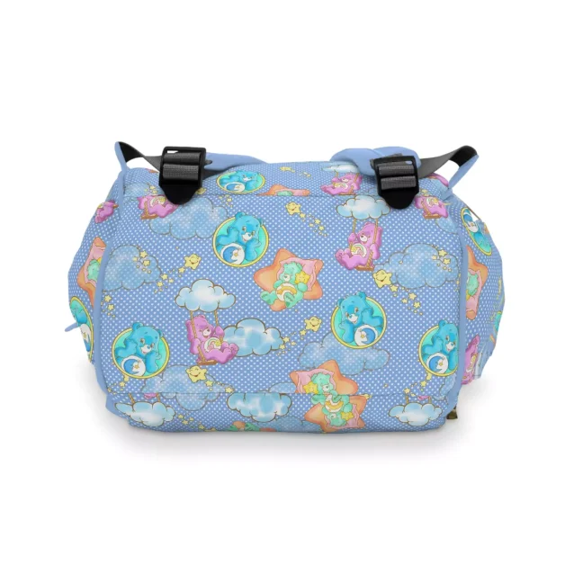 Side view of the Care Bears diaper bag, showing the large side pockets.