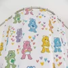 Cheer Bear, Grumpy Bear, and Funshine Bear graphic print bathroom shower curtain.