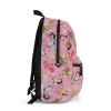 A royal-themed school bag with a custom name option, shown from the left side to display its full pattern of crowns and castles.