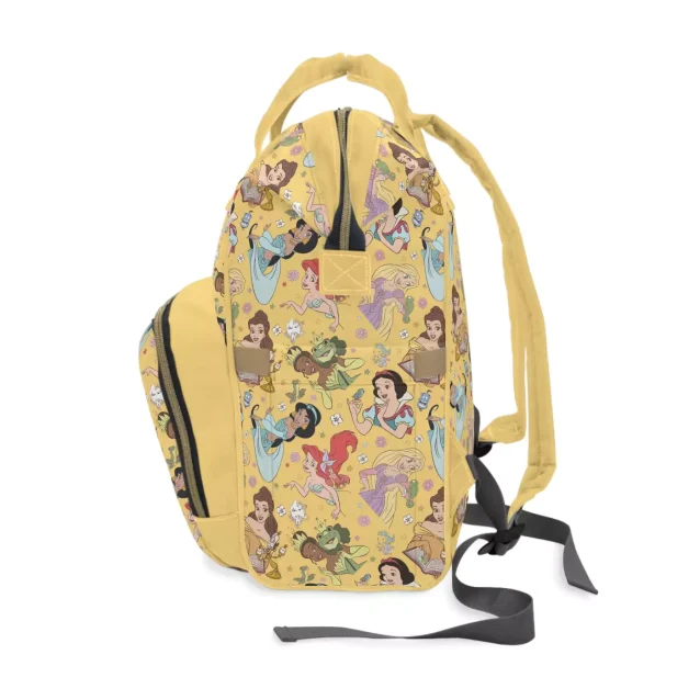 Back view of the Disney Princess diaper bag, showing the padded back panel and adjustable straps.
