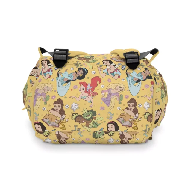 The durable, water-resistant material of the Disney Princess baby changing bag.