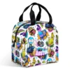 White Fortnite lunch box with the loot llama and chest print, twin top handles and a custom name across the front.