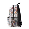 Angled side view of the Harry Potter rucksack, highlighting the all-over print of wands, potions, and Hogwarts-themed icons.