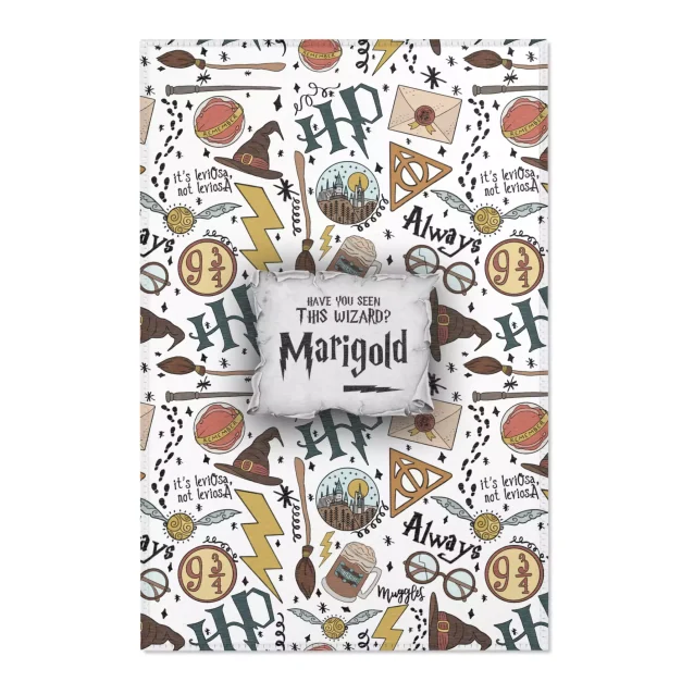 The durable non-slip backing of the Harry Potter area rug, showing the dotted rubber plastic for safety.