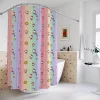 Bright and colorful Hello Kitty character print bath curtain.