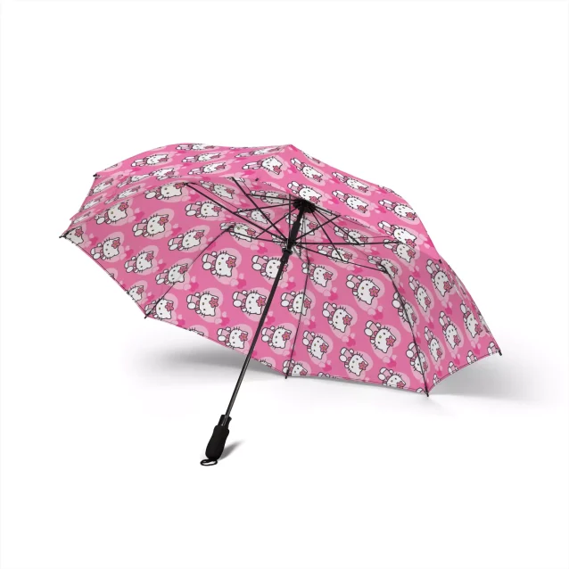 The Hello Kitty umbrella providing shade from the sun.