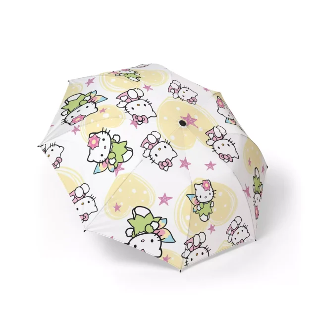 Close-up of the Hello Kitty face design on the umbrella canopy.
