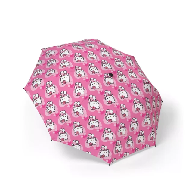 The Kitty Face Grid (Hot Pink) design on the Hello Kitty umbrella, seen from above.