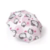 The Hello Kitty Kitty Faces & Pink Swirls (White) umbrella, open and printed edge to edge.