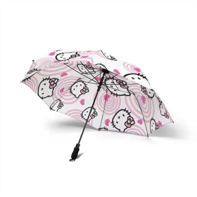 The Hello Kitty umbrella folded to 20.5 inches, ready for a bag.