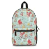 Front view of a personalized Little Mermaid backpack for kids, featuring Ariel and Flounder swimming under the sea.