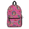 Close-up view of the high-resolution printed name personalization on a teal custom Disney Princess Ariel children's rucksack.