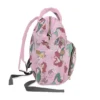A close-up on the zipper details of the Ariel-themed baby bag.