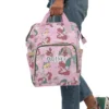 Top-down view of the open Little Mermaid diaper bag, displaying all compartments.