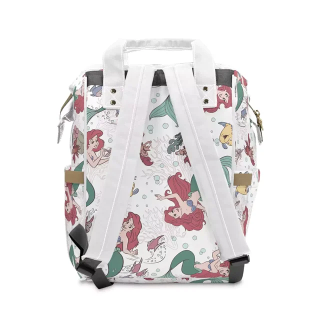 The organized interior of the Disney princess diaper bag with its elastic pockets.