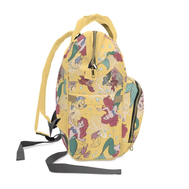 Ariel themed Little Mermaid diaper bag with adjustable shoulder straps.