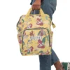 The durable stitching on the Little Mermaid diaper backpack.