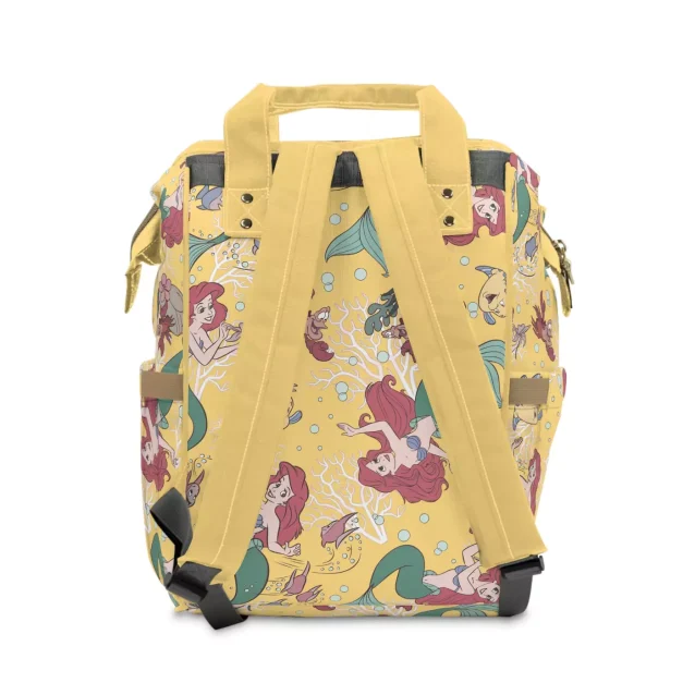 Ariel and Flounder inspired design on the front pocket of the diaper backpack.