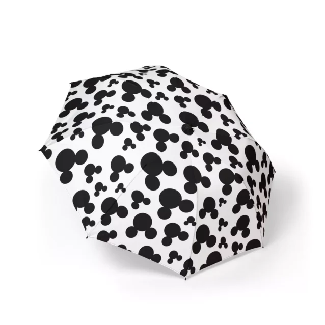 The Mickey Mouse Mickey Ears on White umbrella, open and printed edge to edge.