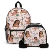 Matching 2-piece set featuring an adorable custom personalized Baby Moana school backpack bundled with a coordinated thermal lunch bag.
