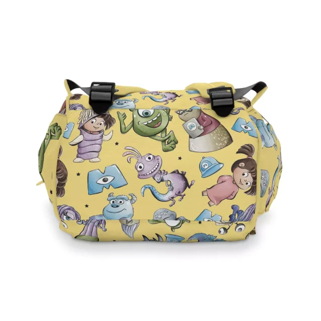 Monsters Inc. diaper bag in a nursery setting.