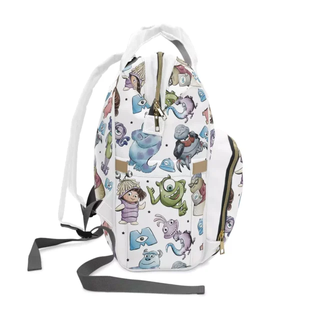 The large capacity of the Monsters Inc. diaper bag for all baby needs.