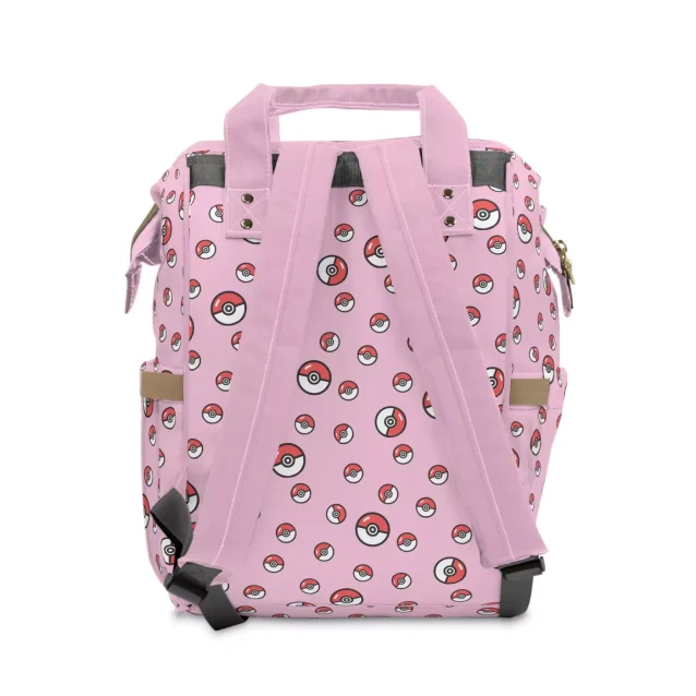 The Pokémon diaper bag next to a crib