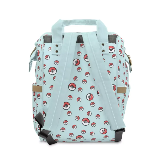 Side view of the Pokémon baby bag showing the bottle pockets.