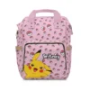 Pink Pikachu diaper bag backpack with the Poké Ball print for little trainers.
