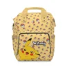Yellow Pikachu diaper bag backpack with the classic Poké Ball pattern.