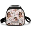 Custom personalized Baby Moana insulated thermal lunch box for toddlers and kids, showcasing cute ocean graphics and a secure zippered food compartment.