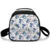 Galaxy tie-dye themed Lilo and Stitch insulated cooler bag for school lunches, displaying a custom printed name over a deep space background.