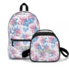 Complete matching back-to-school set featuring a custom personalized Lilo & Stitch backpack and thermal lunchbox combination bundle.