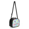 The Care Bears lunch bag shown with its adjustable shoulder strap, so a younger child can carry it across the body.