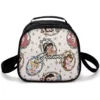 Cream Disney Princess lunch box printed with Cinderella, Belle, Ariel and Jasmine in gold portrait frames, personalized with the child's name in script.