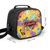 A custom blue Disney Cars insulated lunch box with Lightning McQueen graphics, personalized for a boy's school lunch.