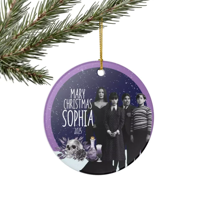 Macabre Christmas keepsake showing the Ophelia Hall window from Nevermore.