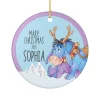 Detailed view of the vibrant colors on the Classic Pooh Bear Christmas tree decoration.