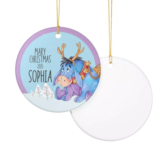 A newborn keepsake gift: the custom Winnie the Pooh ornament displayed in a nursery setting.
