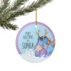 Winnie the Pooh baby's first Christmas keepsake ornament with a child's name elegantly printed.