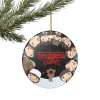Eleven from Stranger Things ceramic ornament with an Eggo waffle design.